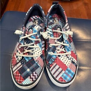 Sperry Women's Patchwork Sneakers - Red, Blue, White
